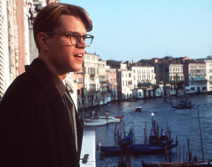 Matt Damon on a balcony in Venice in The Talented Mr. Ripley
