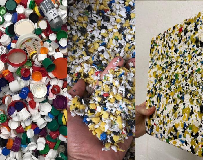 Repurposing waste plastic into sheet material for creative fabrication.