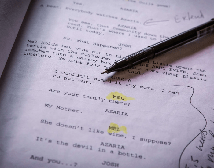 Close-up image of a screenplay